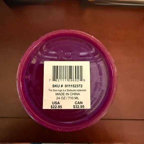 Starbucks Summer 2024 Iridescent Magenta Purple Grid 20oz Tumbler NWT - Picture 7 of 7